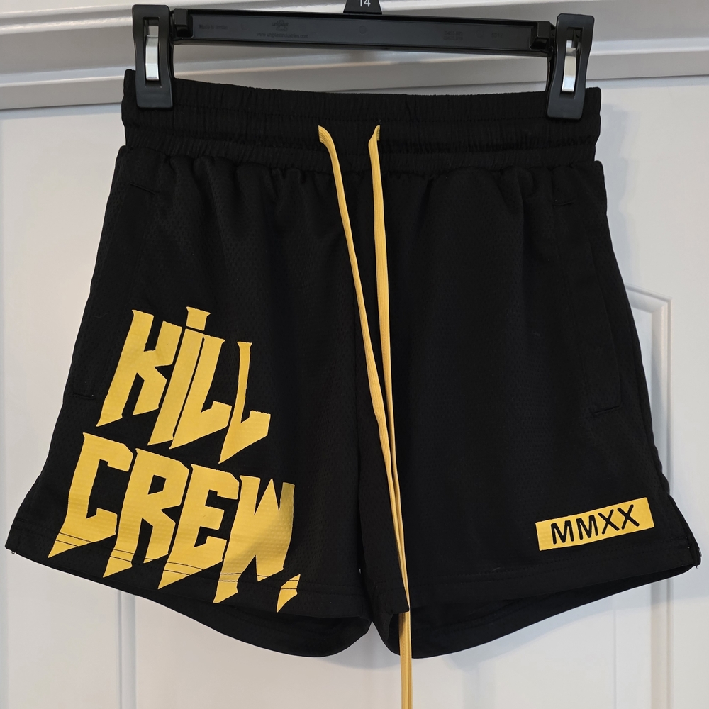 Kill Crew Men's Black Shorts with Yellow Detailing